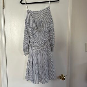 Gianni Bini off the should white w/blue stripes dress worn only one time